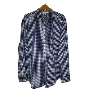 ROBERT GRAHAM Men 2XL XXL Blue Plaid Textured Button Long Sleeve Flip Cuff Shirt
